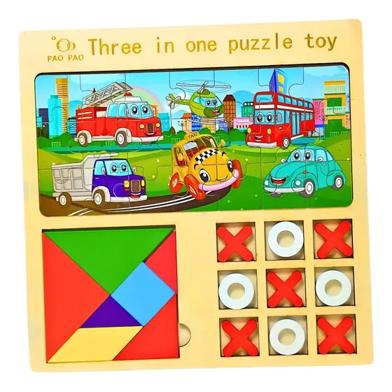 Juego De Encastre Madera 3 En 1 Logica Motricidad Fina Niños