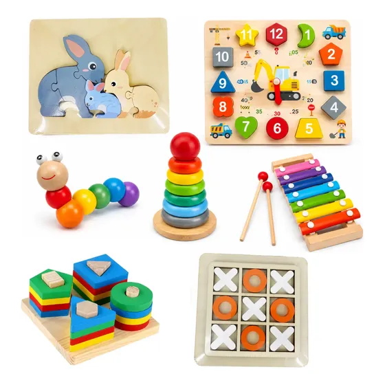 Set X 7 Montessori Ensarte Juego De Encastre Para Ninos