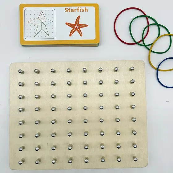 Juego Tablero Elasticos Madera Motricidad Fina 3 Anos