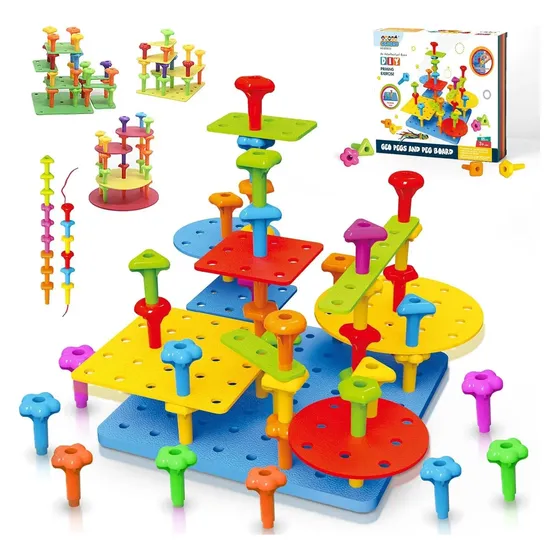 Juego Didáctico Armar Enhebrar 65 Piezas Motricidad Fina 3d
