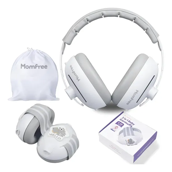 Auriculares Para Bebé 2 En 1 Reducción De Ruido Gris