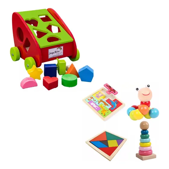 Juego Set X 4 Montessori Para Ninos + Carrito Formitas