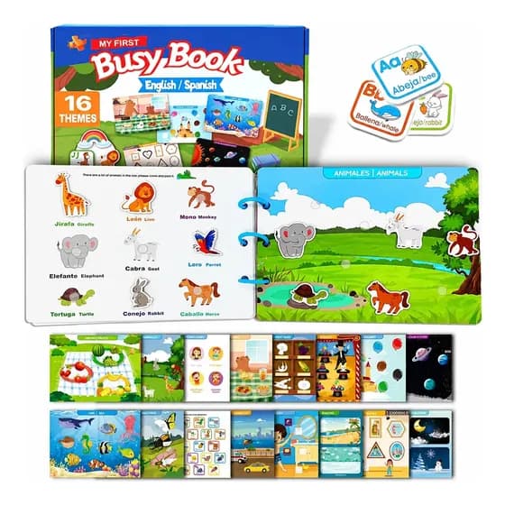 Libro Sensorial Educativo Bilingüe Para Niños Con 160 Stic V
