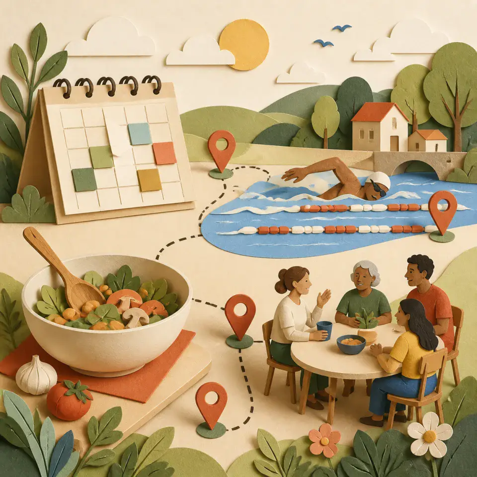 Calendario con actividades accesibles de deporte, cocina y encuentro