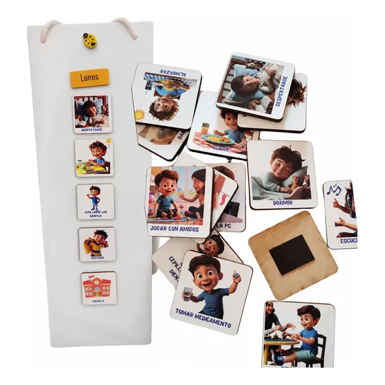 Agenda Visual Pictogramas Rutinas Diarias Madera Imantada