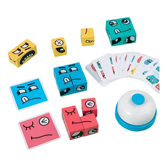 Juego de mesa didactico Destreza velocidad Emociones expreciones hasta 6 Jugadores Cartas Cubos con timbre Crazy Toys