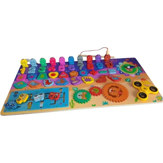 10 En 1 Tablero Sensorial Madera 40 Piezas Juego Bebé Wood Toys