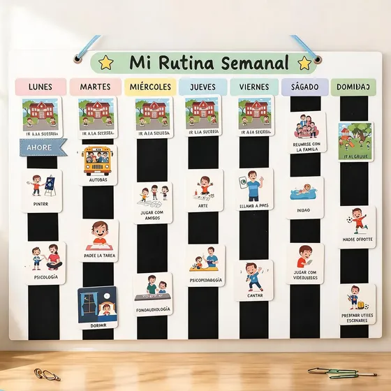 Agenda Visual Semanal Y Pictogramas Rutinas Autismo Tea Niño