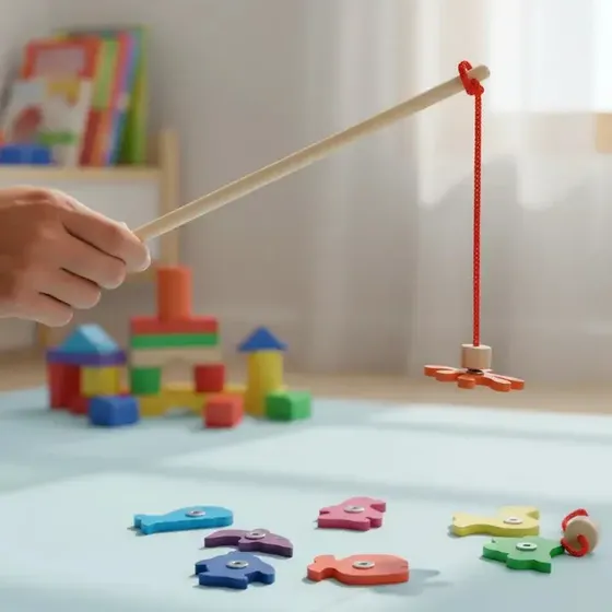 Juego De Pesca En Madera Imantado Didáctico Motricidad Fina