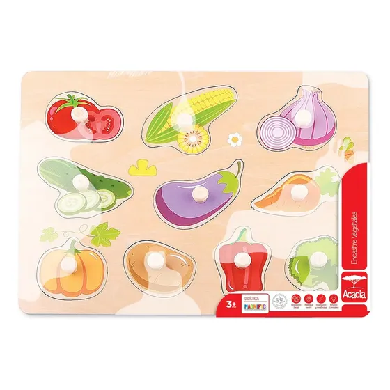Juego Didactico De Encastre Vegetales De Madera Magnific Estimulacion Temprana Ideal Jardin Premium Nivel Inicial Motricidad Fina
